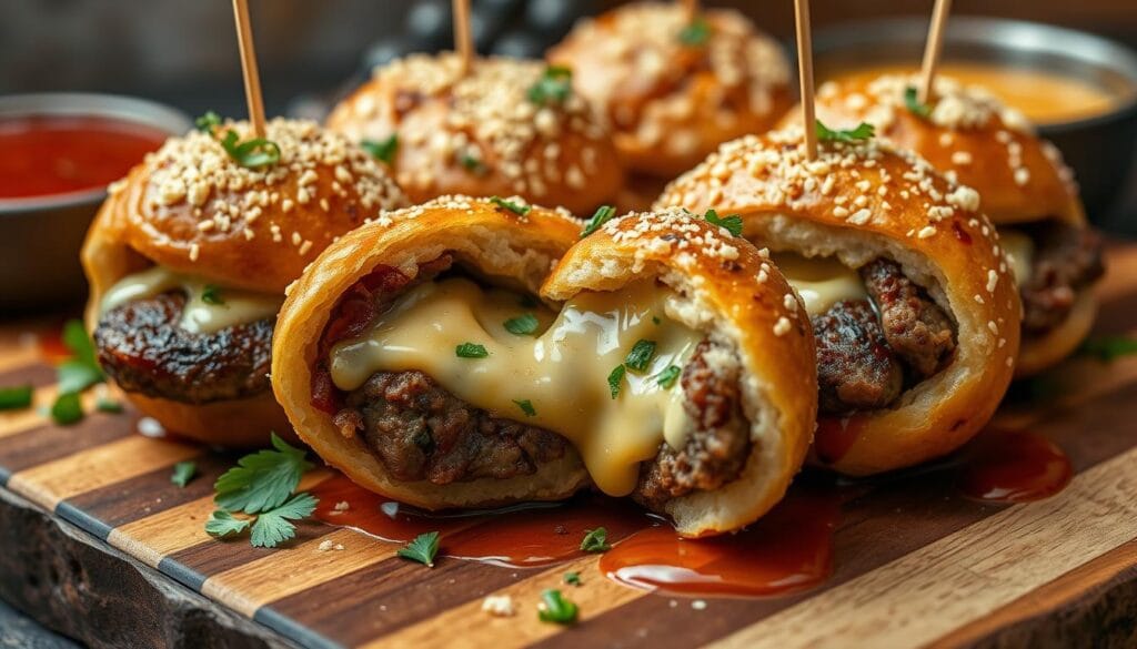Garlic Parmesan Cheeseburger Bombs Recipe 2 Garlic Parmesan Cheeseburger Bombs Recipe